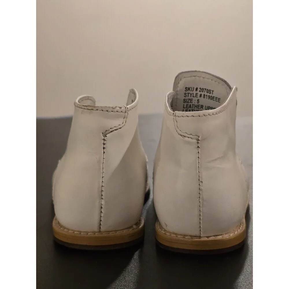 Vintage White Leather Baby Toddler Oxford Shoes Size 5 EEE Wide Leather Sole...
